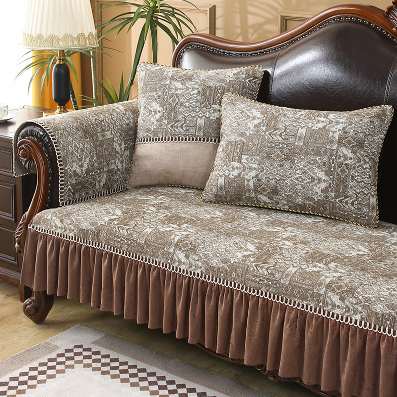  唐顿庄园沙发垫四季通用雪尼尔复古美式欧式高档防滑沙发套盖布