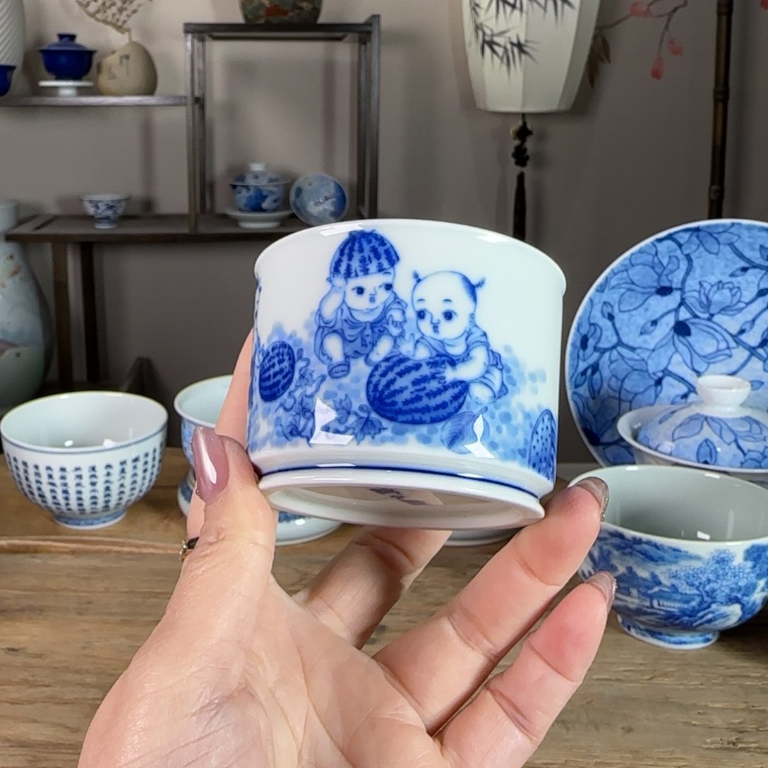 杯景德镇陶瓷柴烧多人