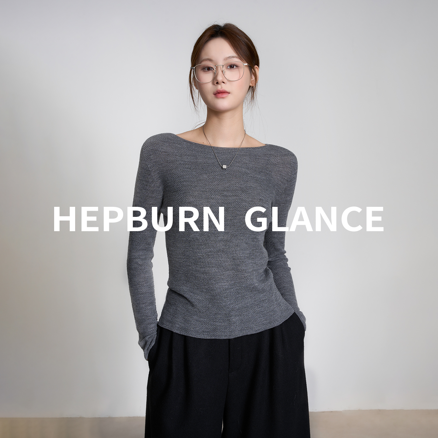 HG/无缝一体_100羊毛精纺针织衫女内搭套头一字领打底衫薄款毛衣