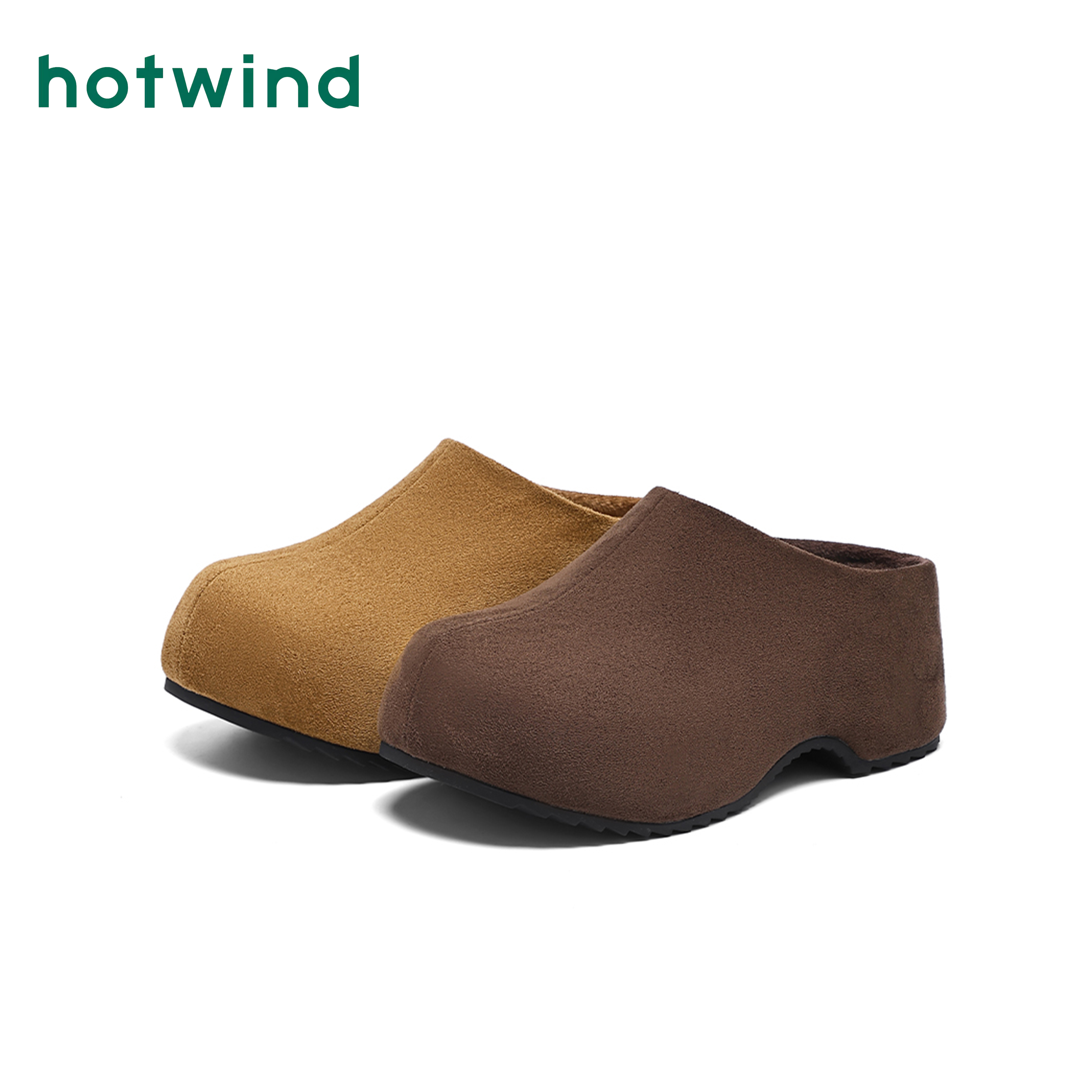 Hotwind热风2025冬季简约百搭时尚厚底增高勃肯鞋女加绒保暖