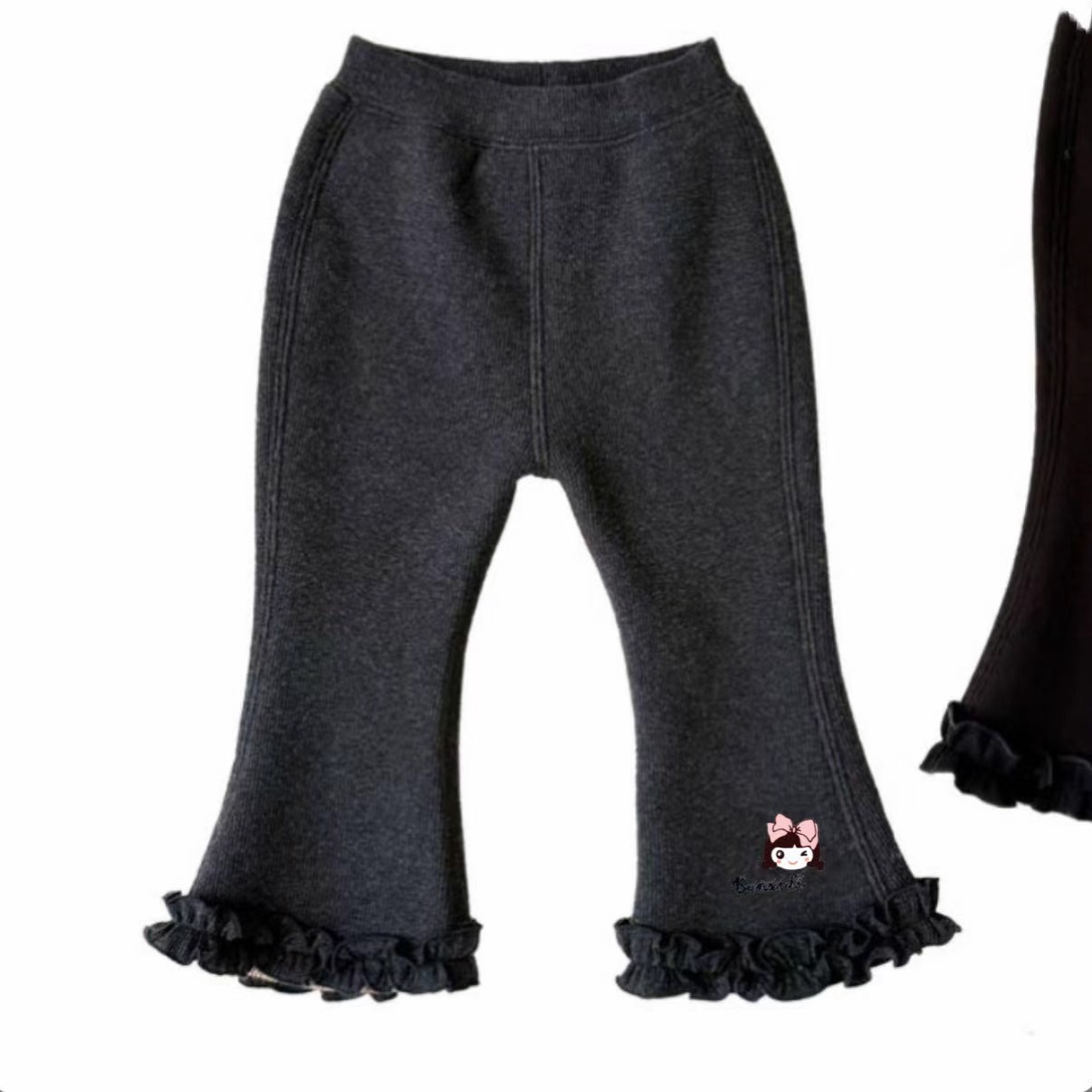 秋冬加绒加厚时髦微喇女童外穿打底长裤