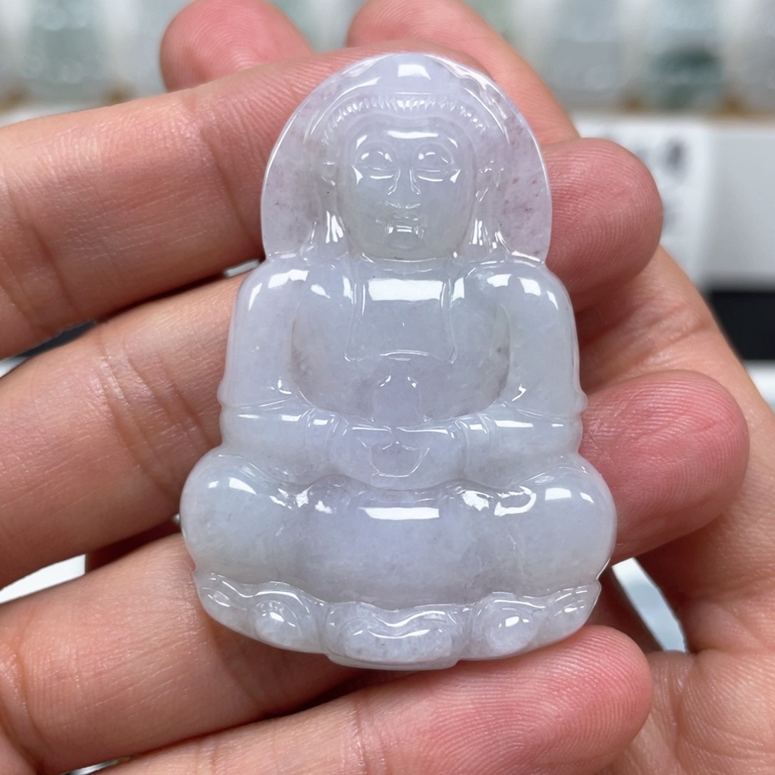 翡翠颈饰未镶嵌天然翡翠A货观音95号