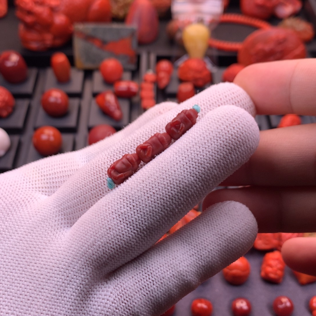 南红玛瑙未镶嵌精工雕刻三不佛配珠7mm+（点关注发三个