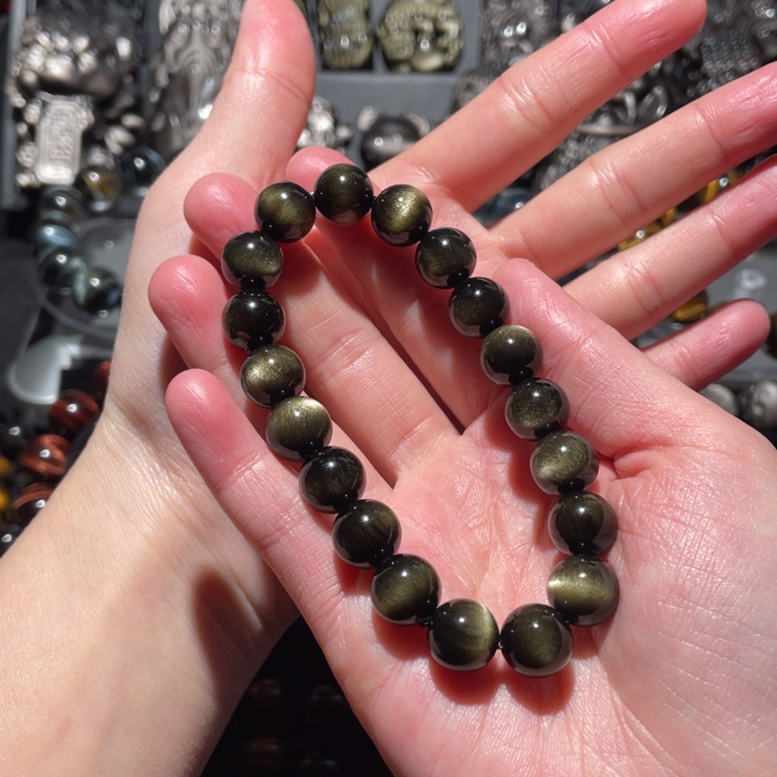 黑曜岩手串未镶嵌安**麻