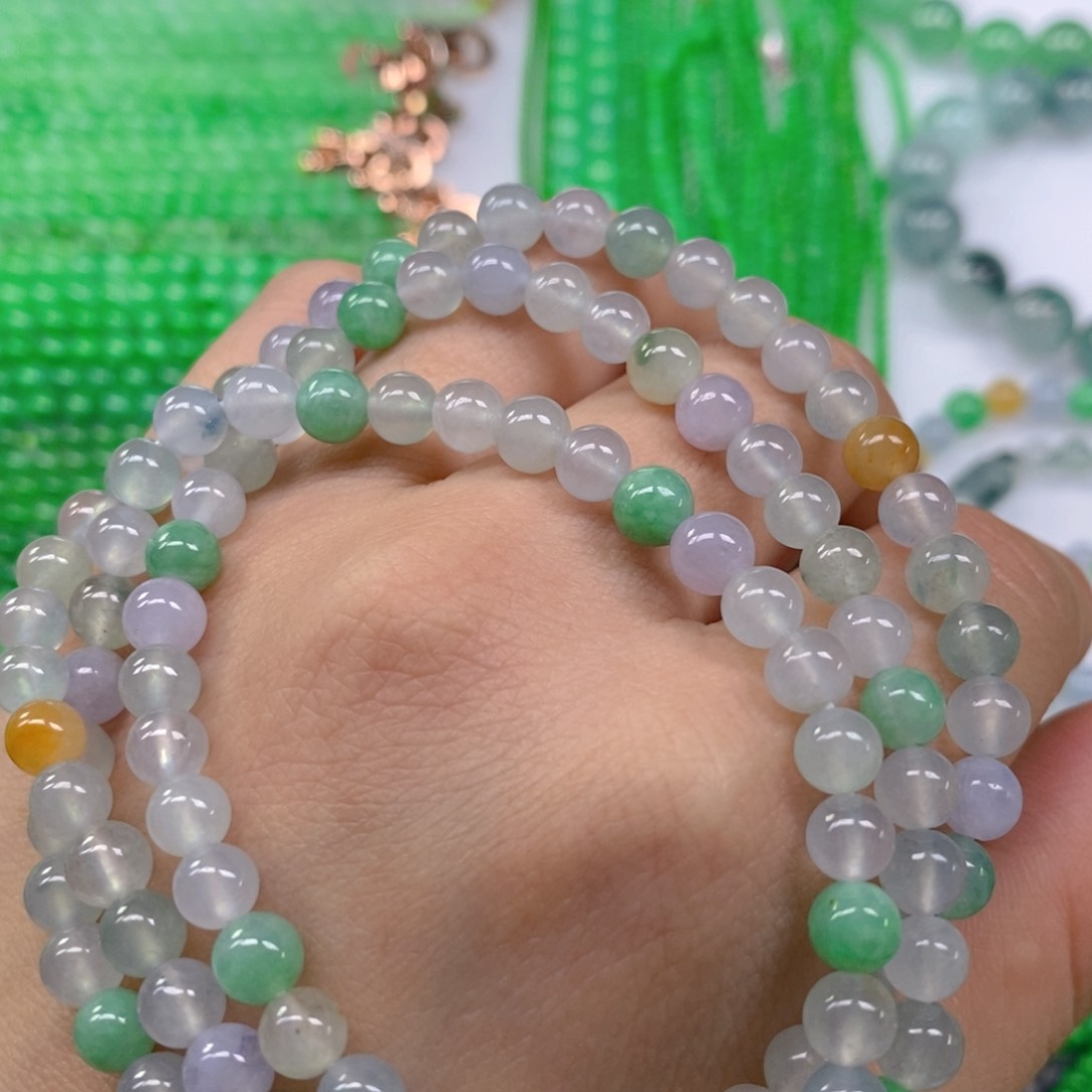 翡翠颈饰未镶嵌冰种多宝项链6m' m