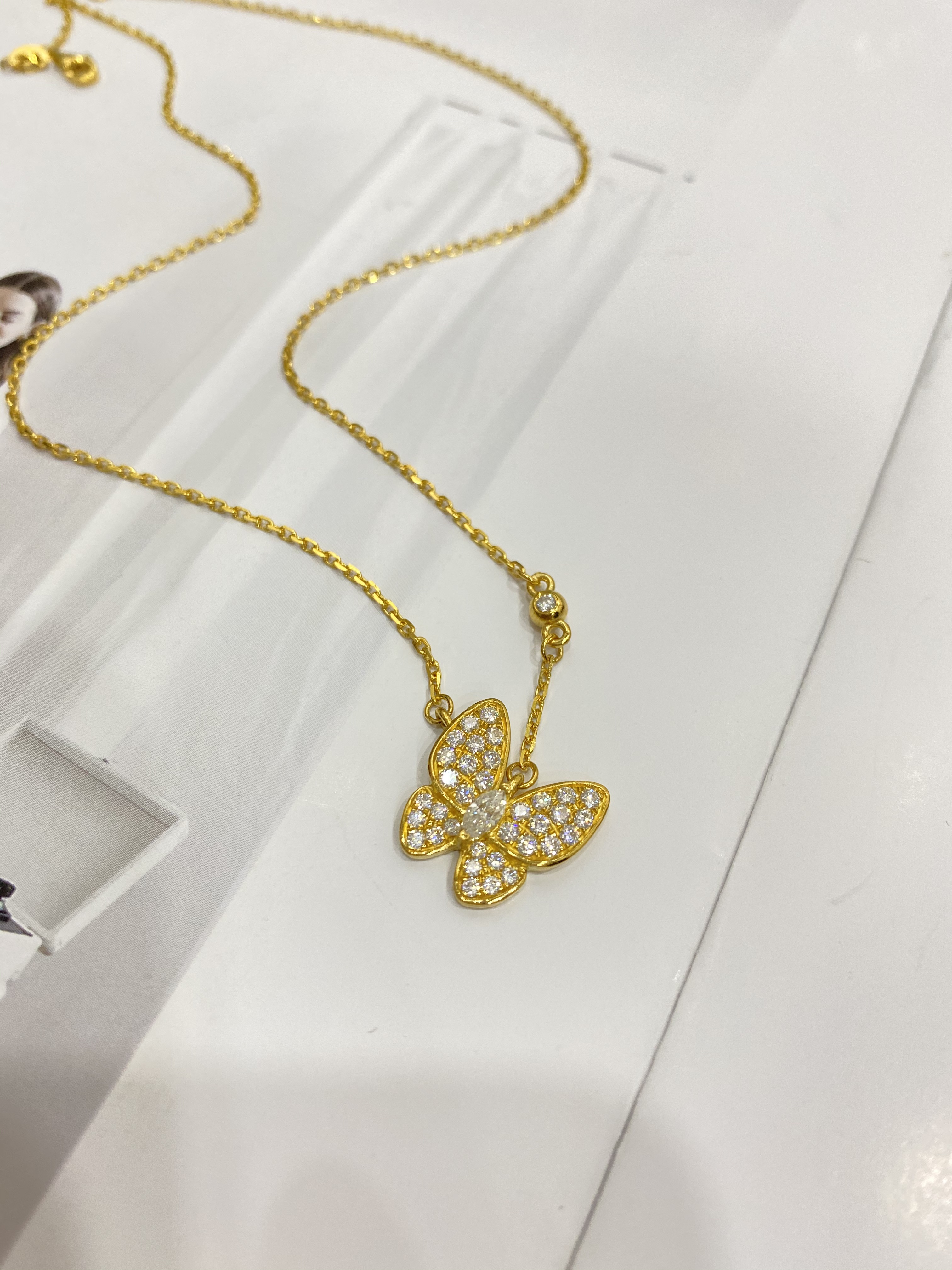 足金999黄金5G工艺时尚轻奢精致蝴蝶项链