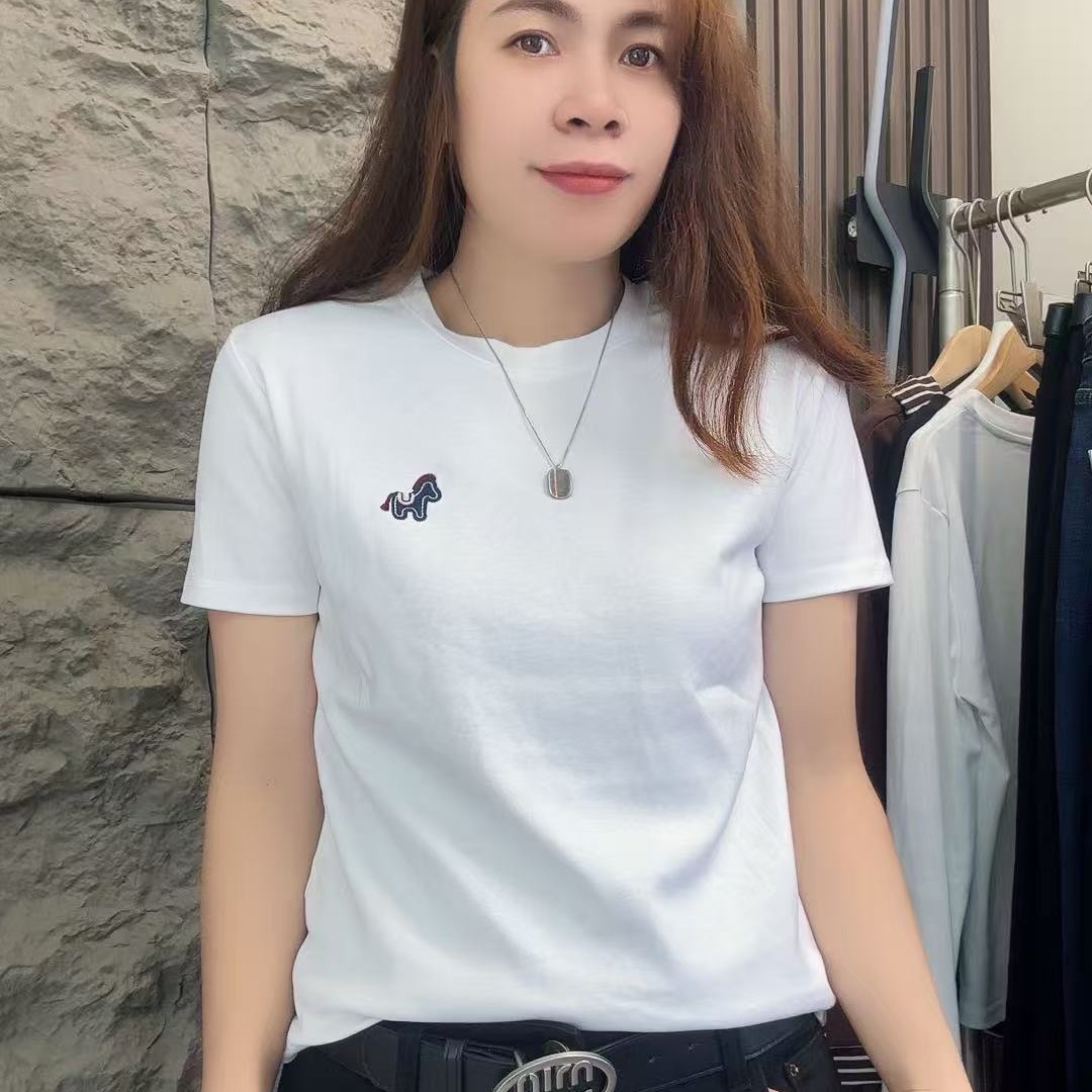 珠珠家简约印花时尚短袖T恤女士半袖夏季圆领显瘦休闲百搭上衣809