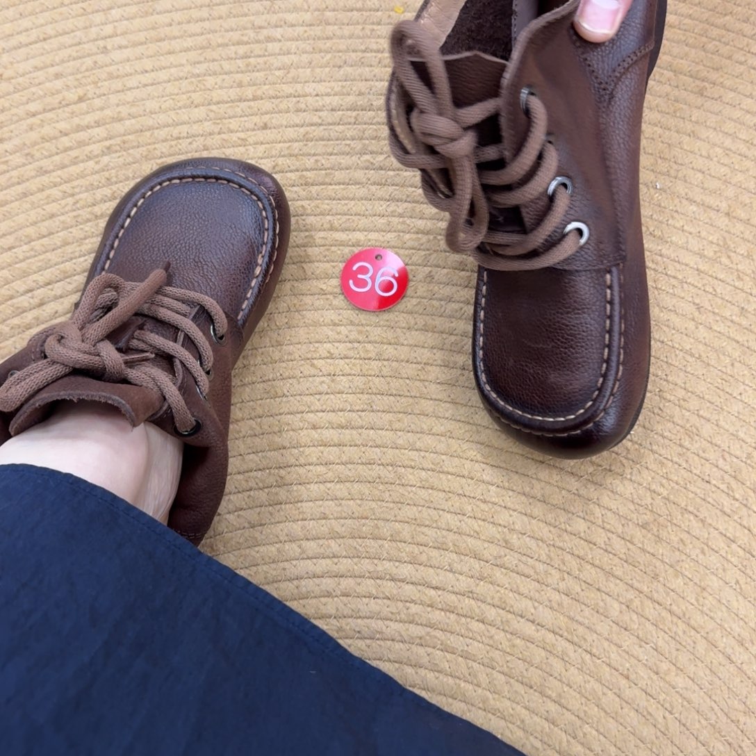 鱼嘴鞋牛皮真皮女士靴子