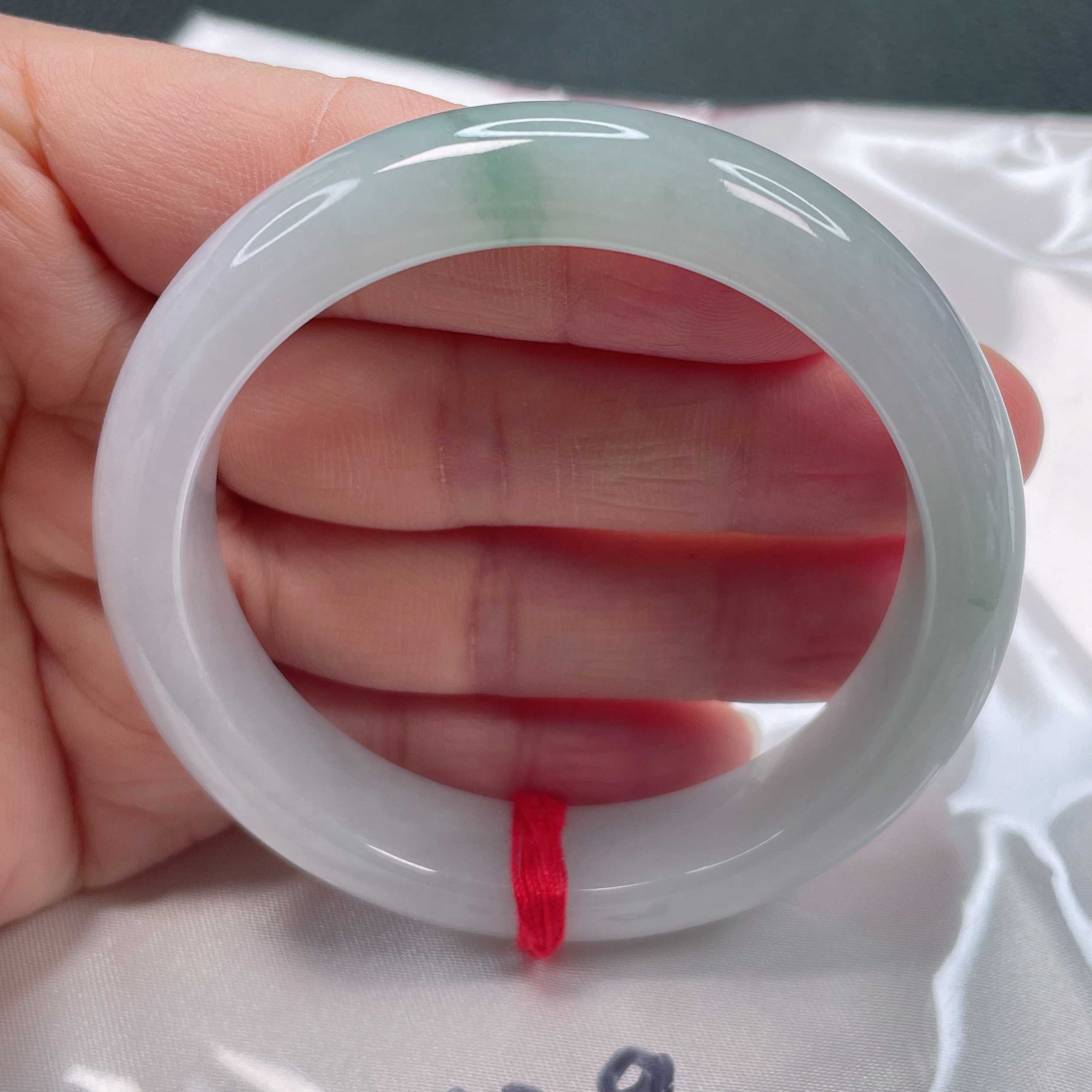 7009缅甸天然A货翡翠53圈冰润飘花手镯时尚百搭少女妈妈款玉手镯