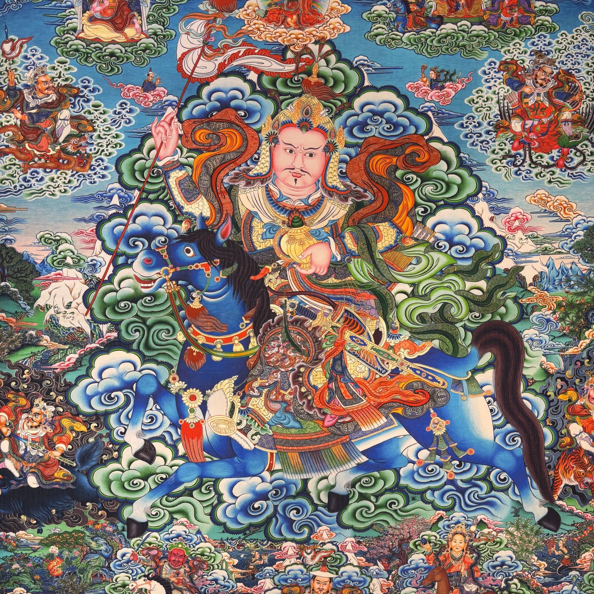 高端精品格萨尔王玛钦护法绘画类唐卡