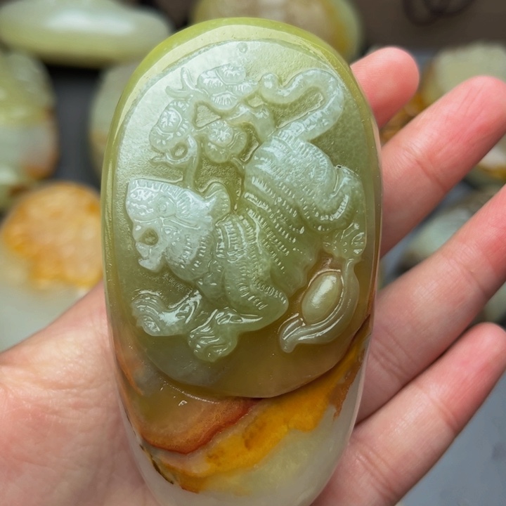 石材石材方解石手把件