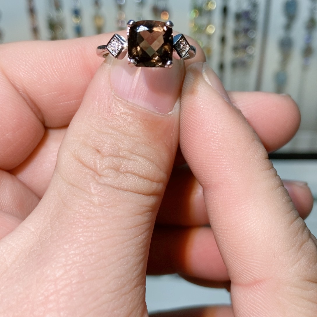 绿水晶戒指银S925镶嵌