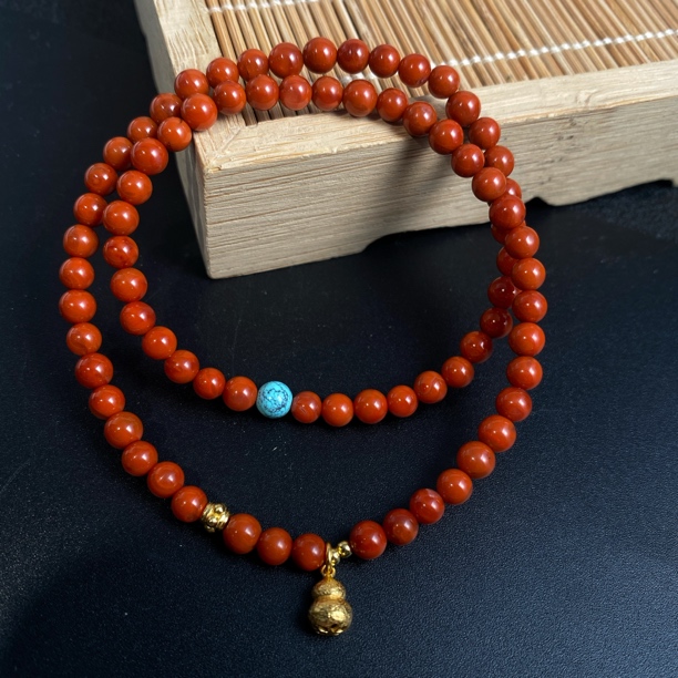 925银手链 新中式百搭两圈葫芦路路通红色手串2401020