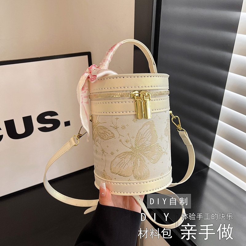 新款单肩自制手工包小众水桶包包DIY女百搭轻奢休闲斜挎包材料包