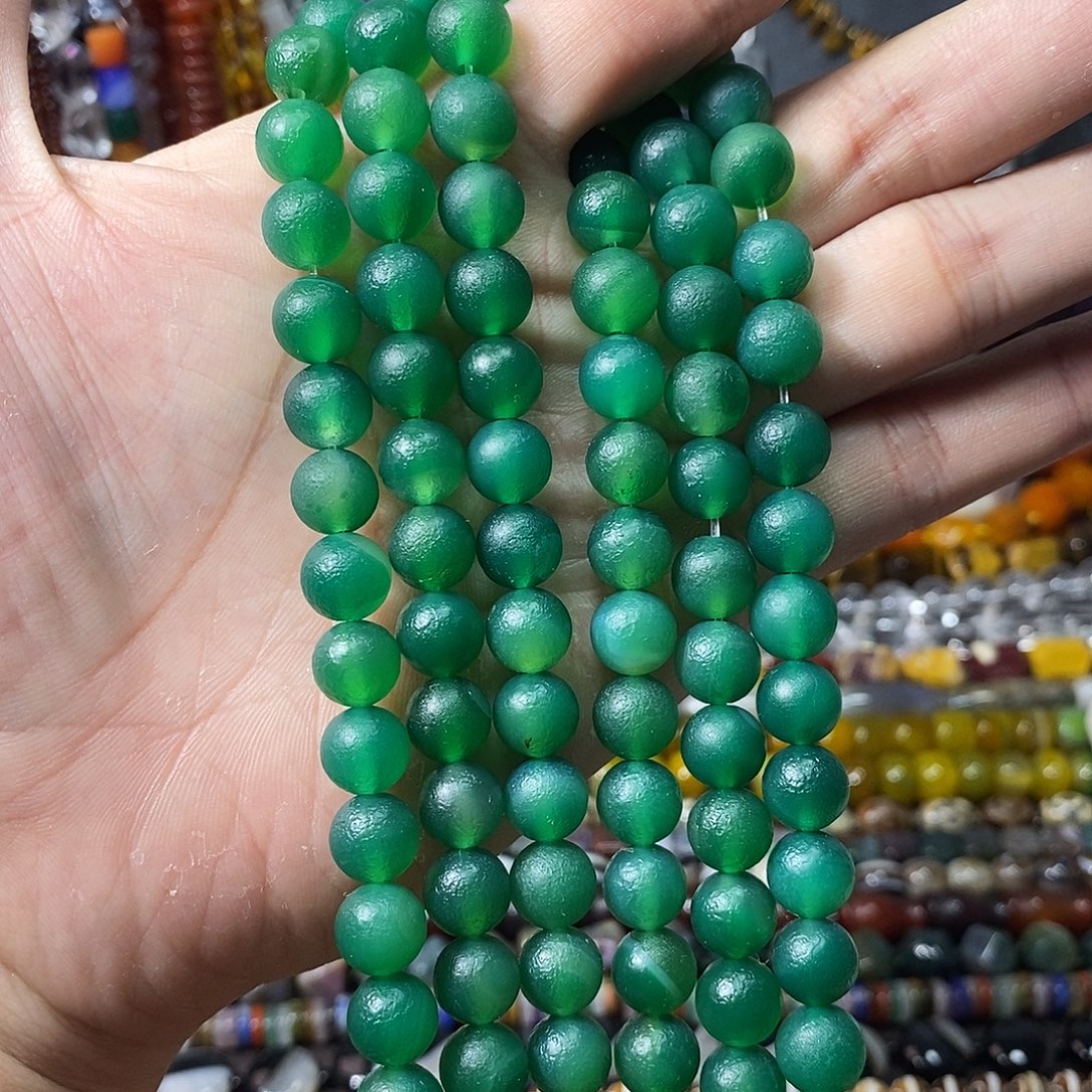 石英质玉未镶嵌，橘皮绿玛瑙10mm，