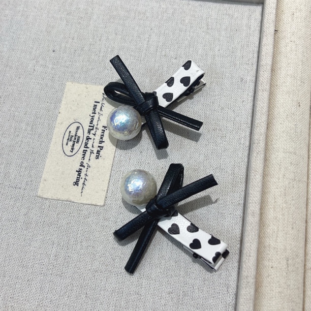 蝴蝶结珠珠侧边夹刘海夹J914