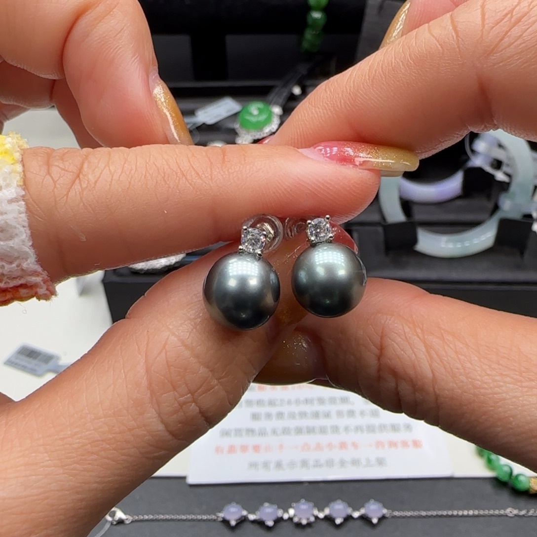 海水珍珠耳饰银S925镶嵌珍珠耳饰