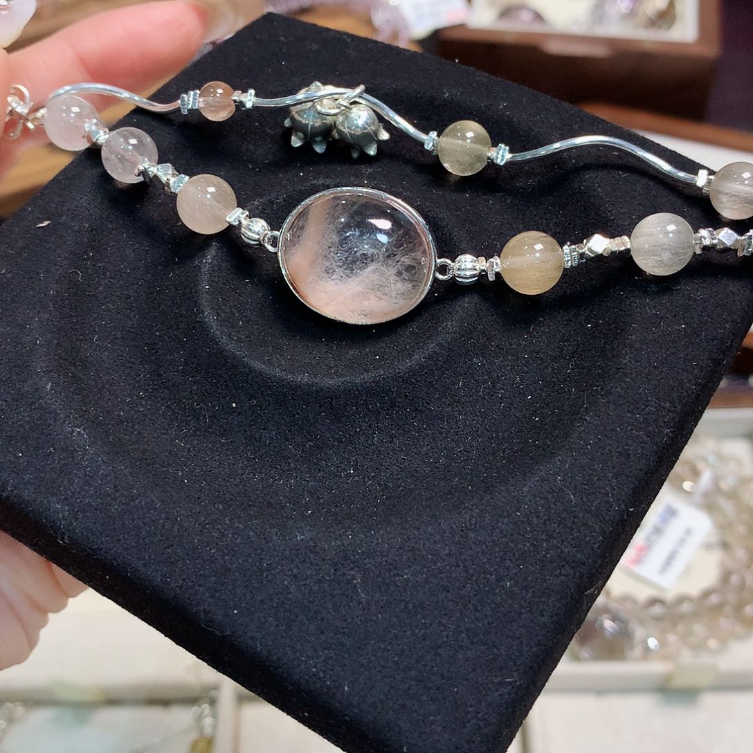 水晶手链银S925镶嵌姚*兔毛手链699