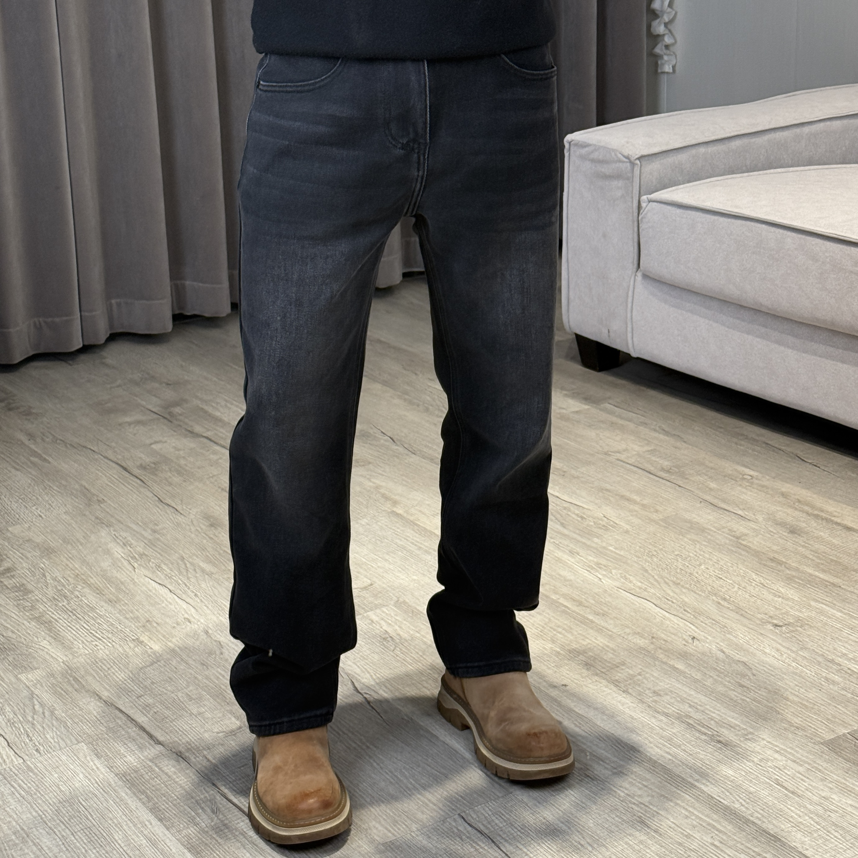 秋冬季复古水洗直筒牛仔裤男士宽松微阔潮流休闲百搭显瘦长裤