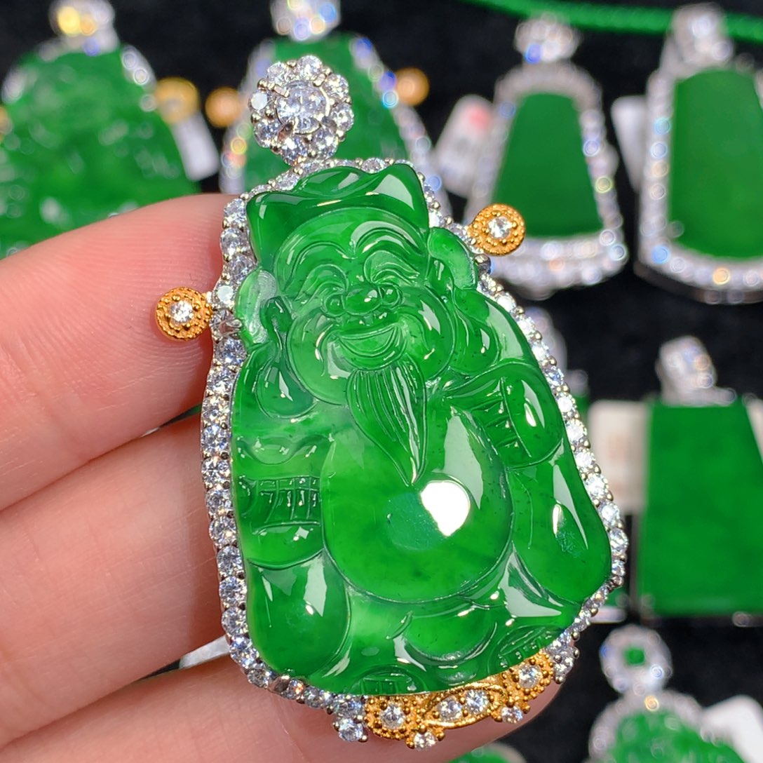 翡翠吊坠(不含链)银S925镶嵌