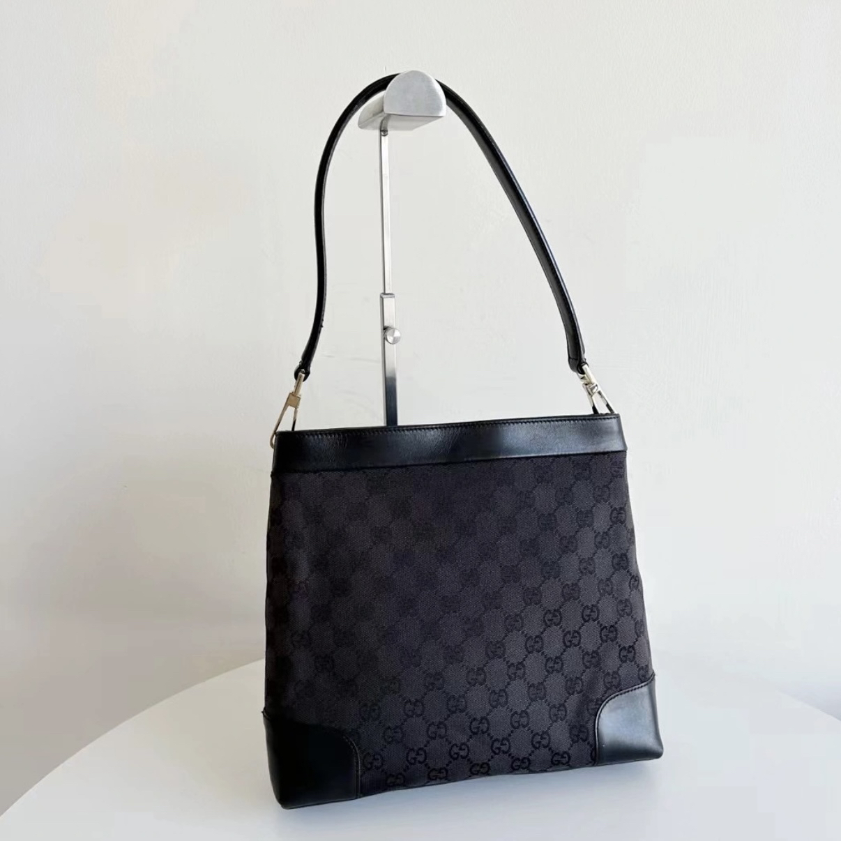 95新 GUCCI/古驰 大吉中古3/Gucci古驰帆布拼皮单肩包