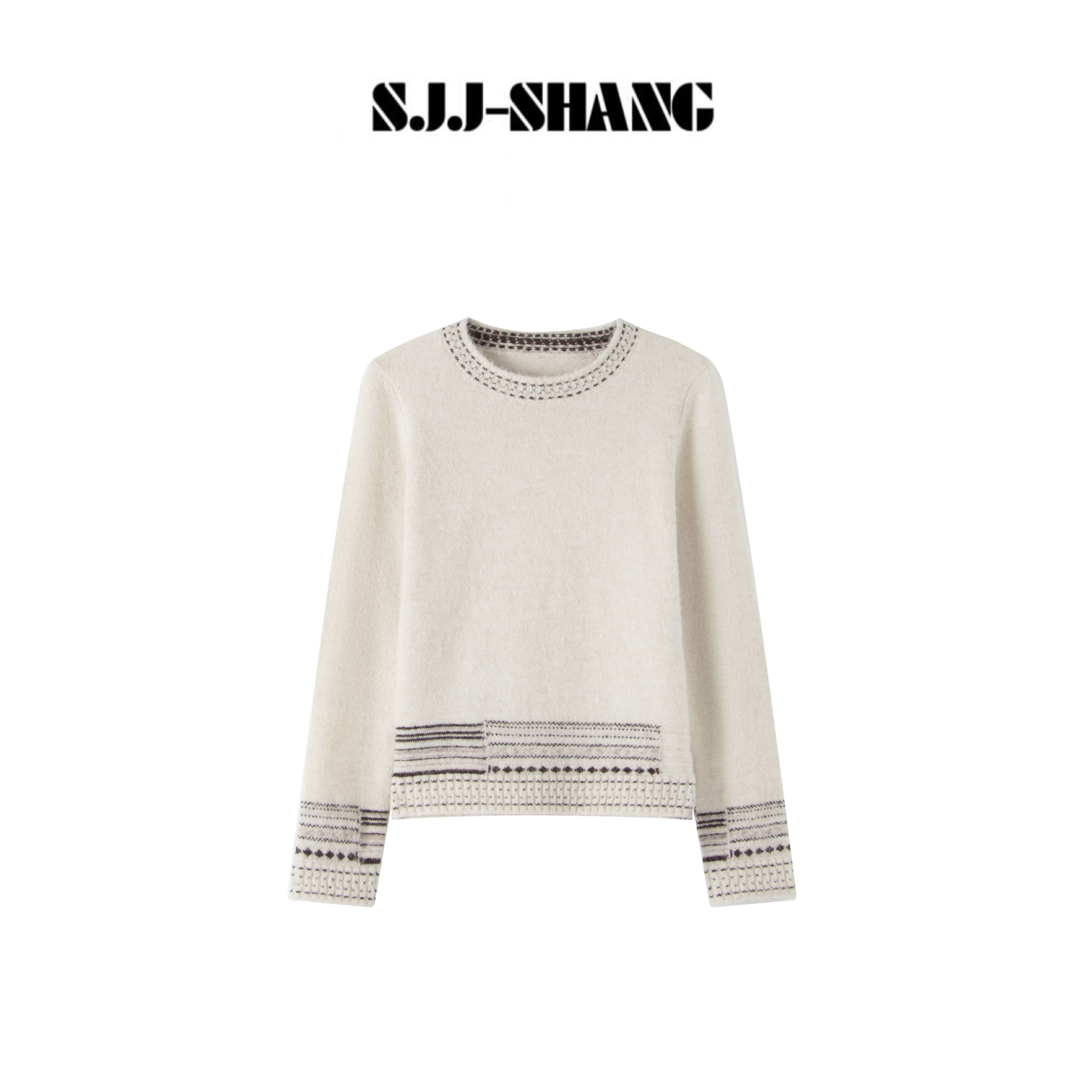 SJJ-SHANG【织纹】经典费尔岛花纹澳洲羊毛混纺毛衫上衣q136091p