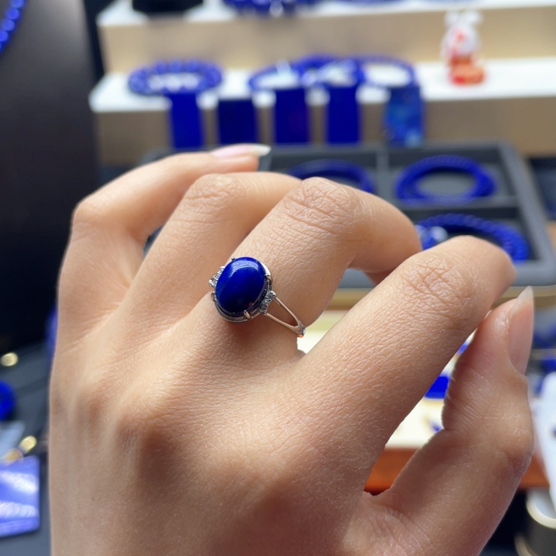 银S925镶嵌青金石戒指