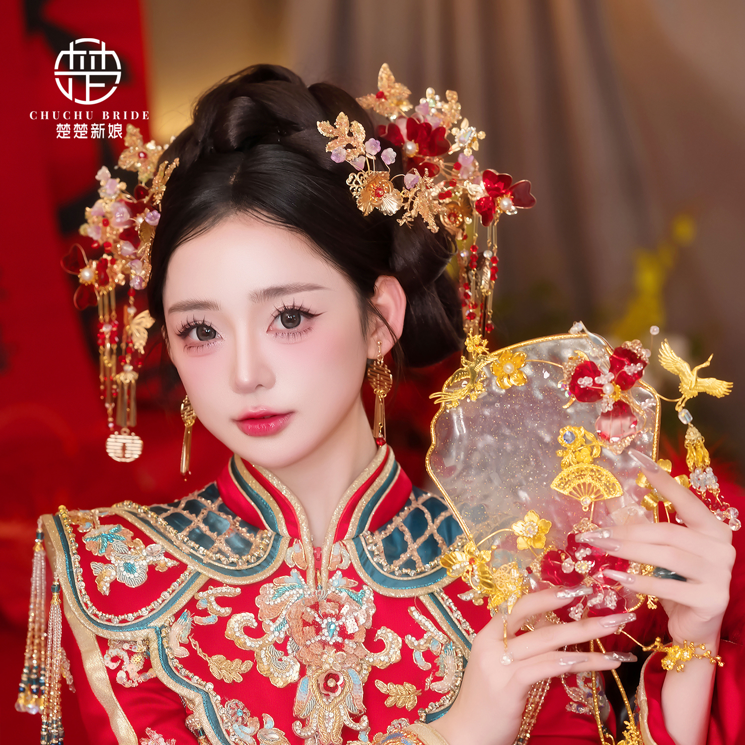 新中式仙气古装新娘秀禾头饰复古龙凤褂秀禾服配饰古典晨旗袍发饰