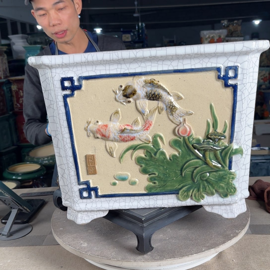 一风堂石湾花盆。高温裂 外高31，外宽40