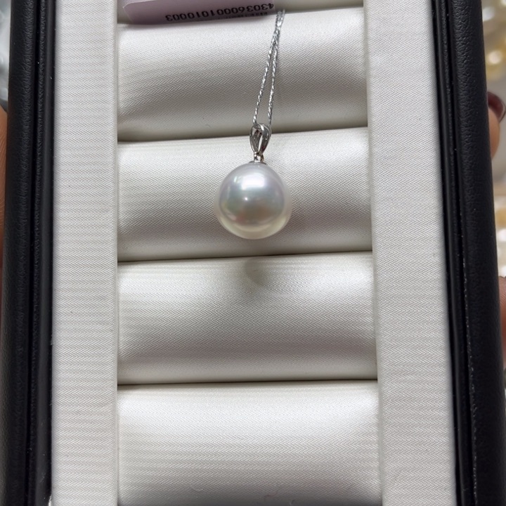 海水珍珠吊坠(不含链)18K金镶嵌11-12mm