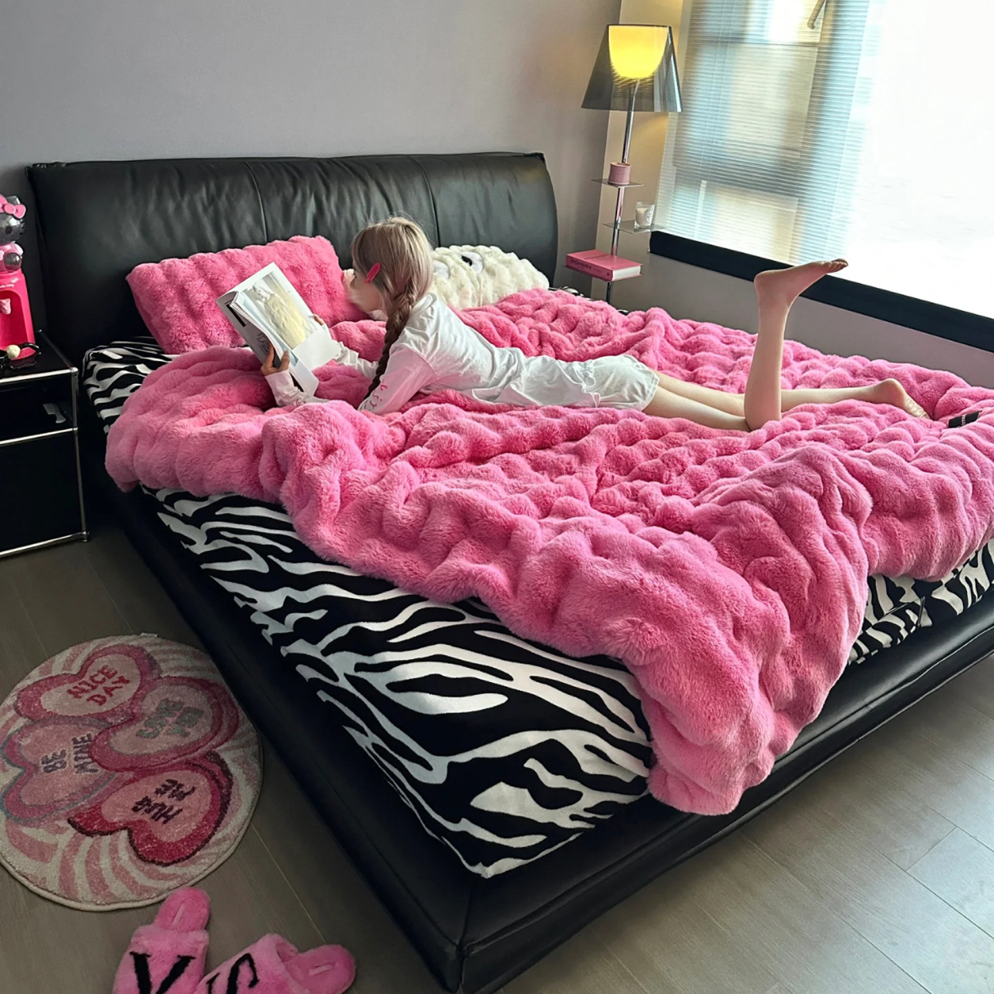 少女心可爱冬季加厚保暖兔毛绒牛奶绒毛绒床上四件套双面加绒