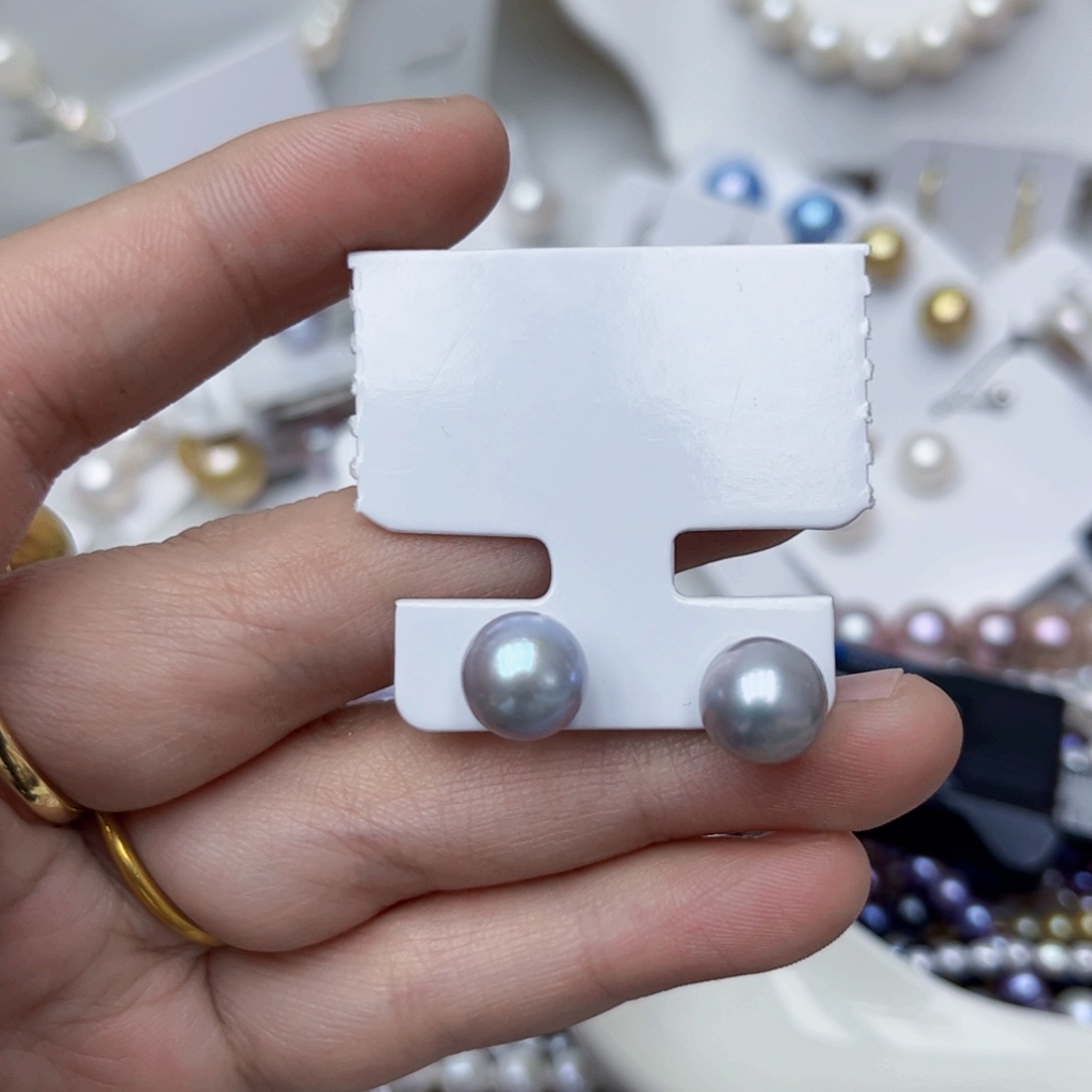 淡水珍珠耳饰银S925镶嵌