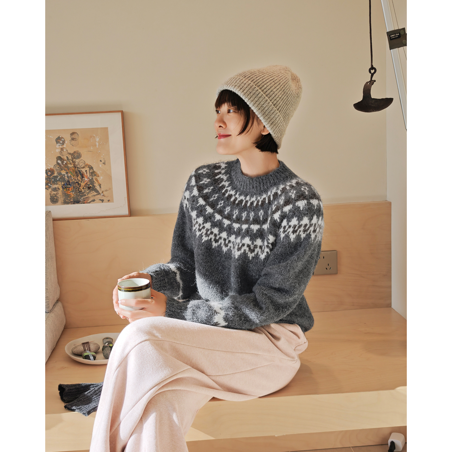 轻城苏小糖|费尔岛毛衣 宽松复古套头加厚保暖粗线提花毛衫女冬季