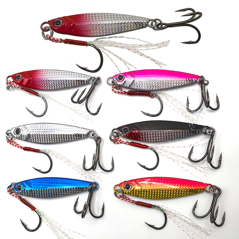 新型细纹闪鳞铁板6066加强钩6色全泳层远投飘落路亚饵翘嘴专用