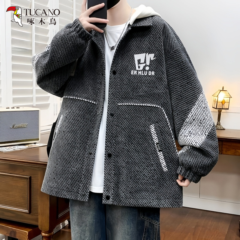 啄木鳥春秋季新款衬衫式夹克男士新款宽松休闲高级感百搭褂子外套