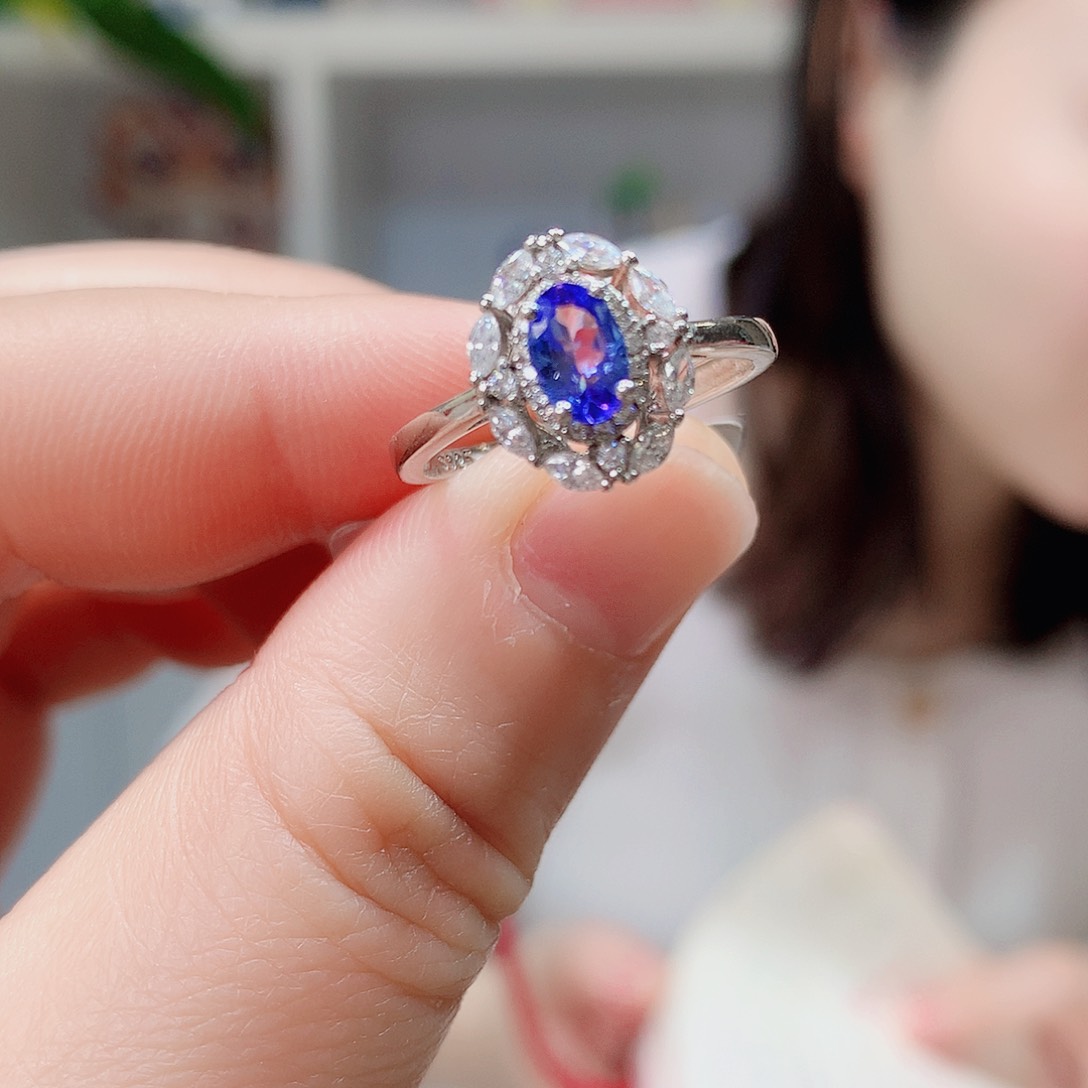 坦桑石戒指银S925镶嵌