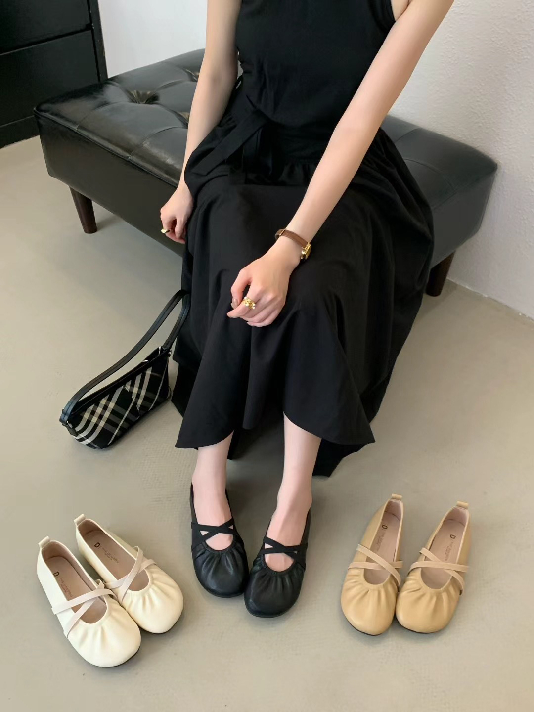 新款韩版圆头交叉带小单鞋玛丽珍鞋舒服孕妇上班工作穿女鞋软底