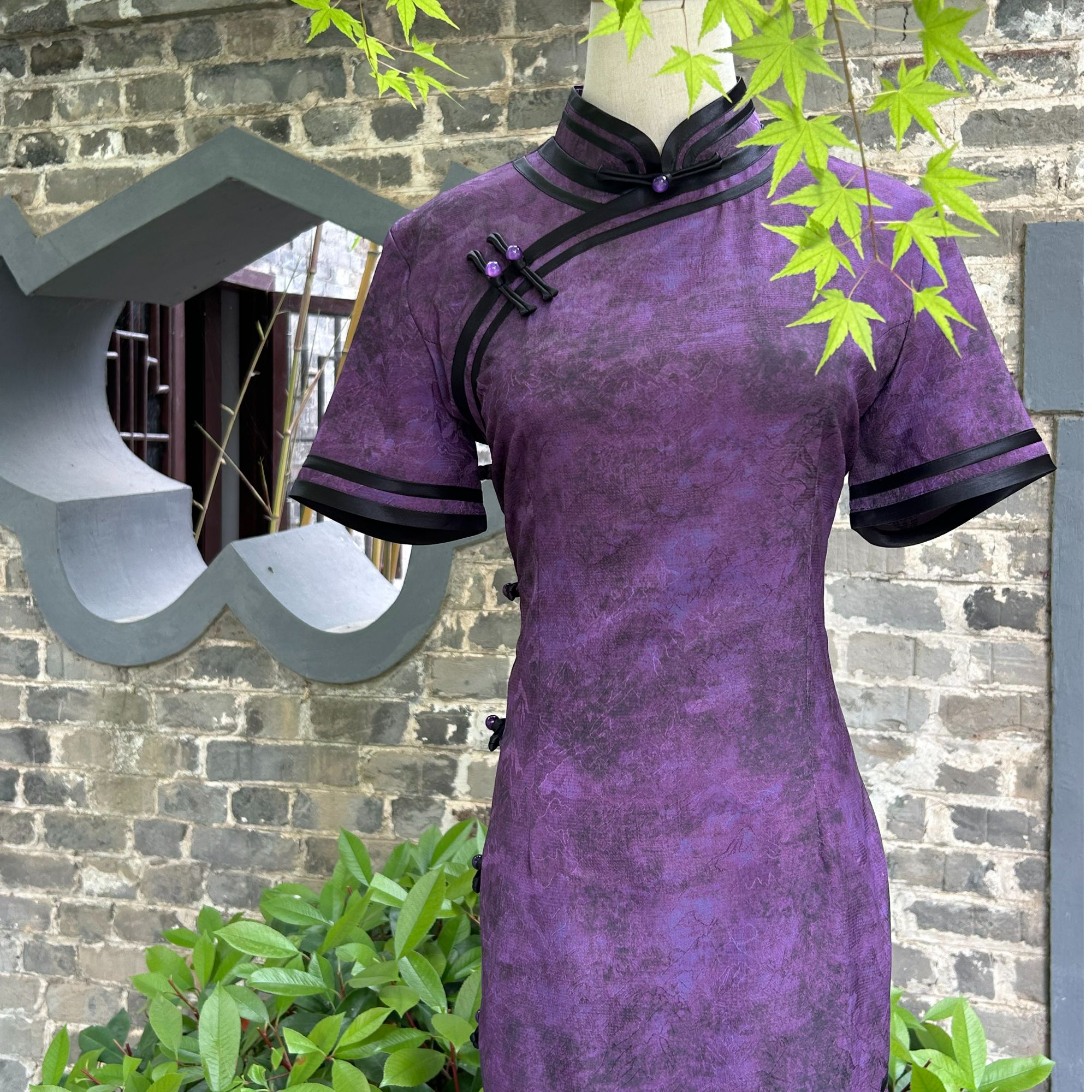 【紫幽山景】2024年秋季新款复古百搭优雅大方日常淑女旗袍