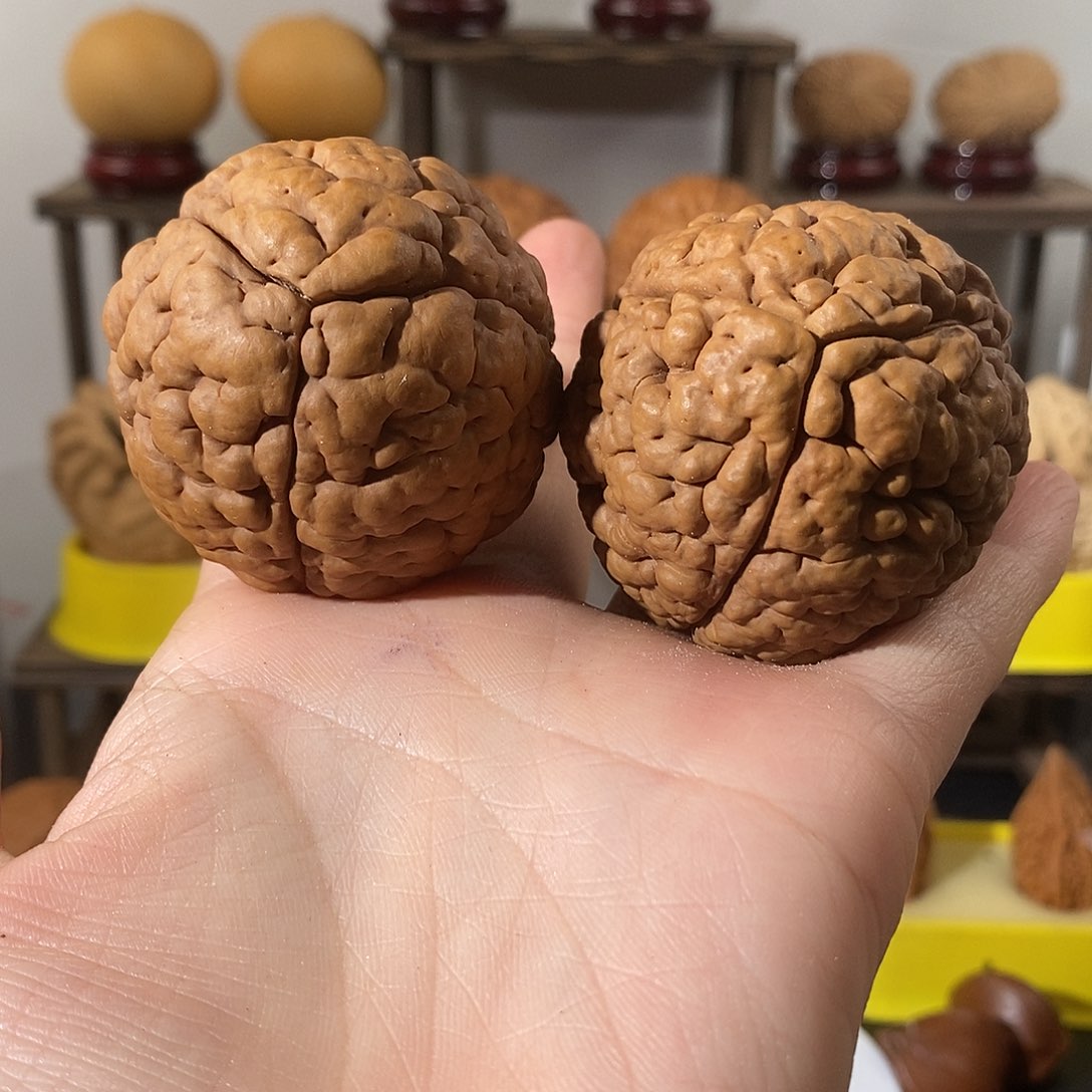 吊坠文玩核桃这****！三瓣脑纹金刚练手微色475859