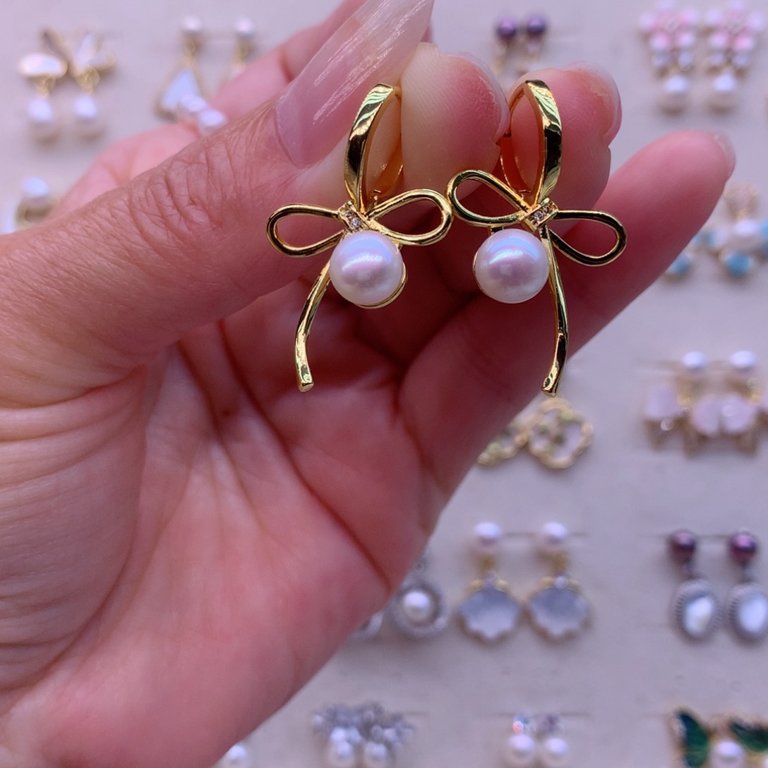 合金淡水珍珠耳饰