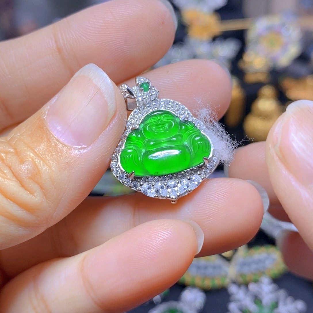 翡翠耳钉银S925镶嵌天然翡翠