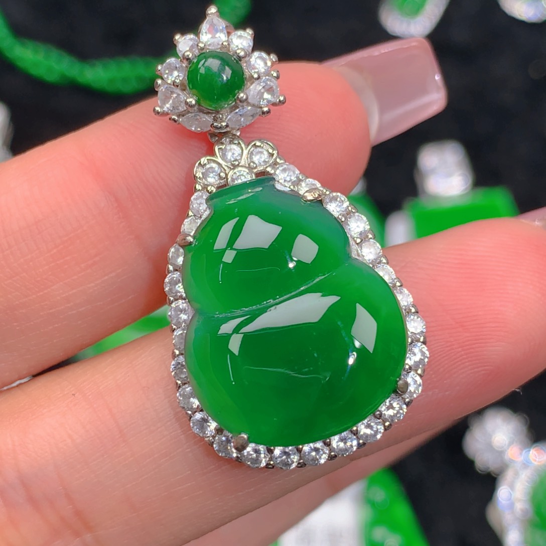 翡翠吊坠(不含链)银S925镶嵌