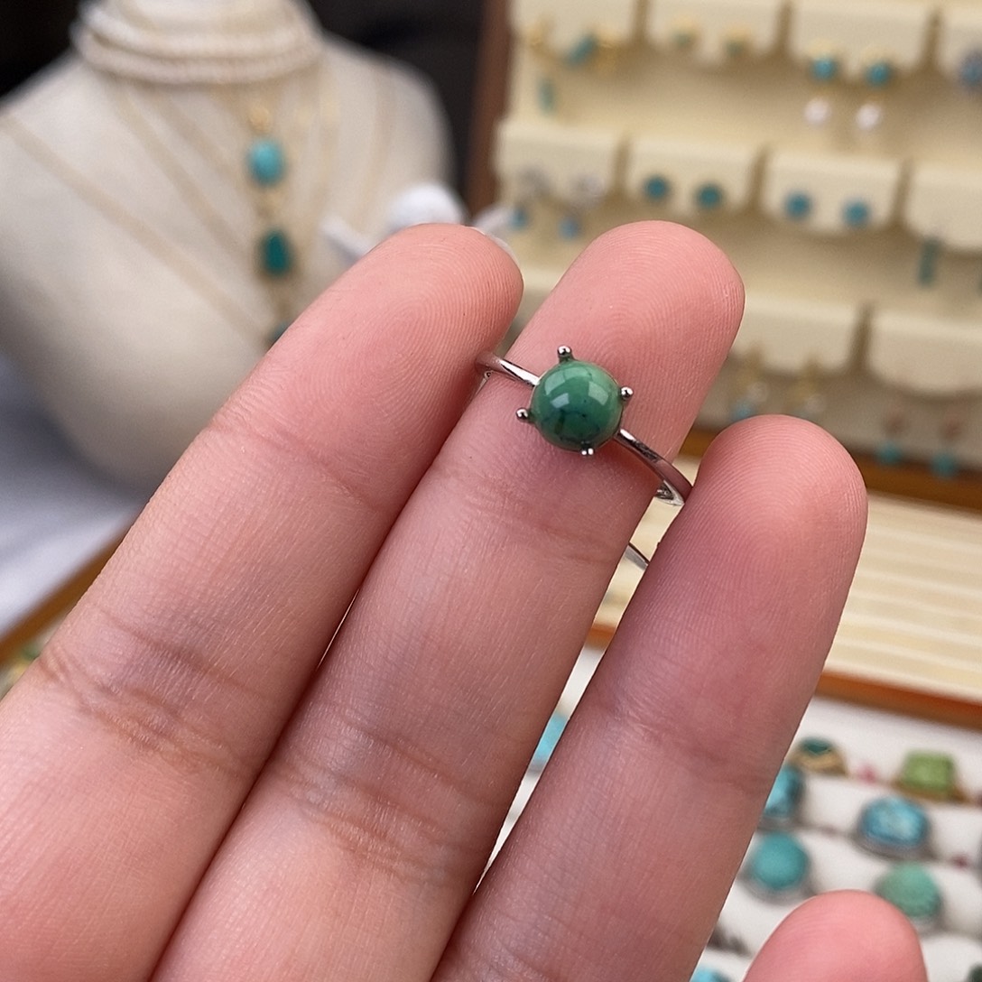 绿松石戒指银S925镶嵌
