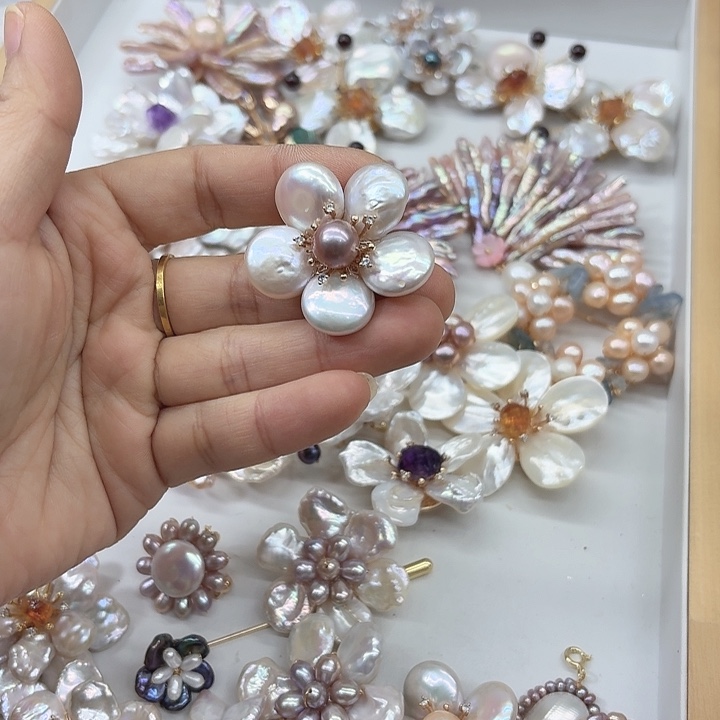 淡水珍珠发饰未镶嵌