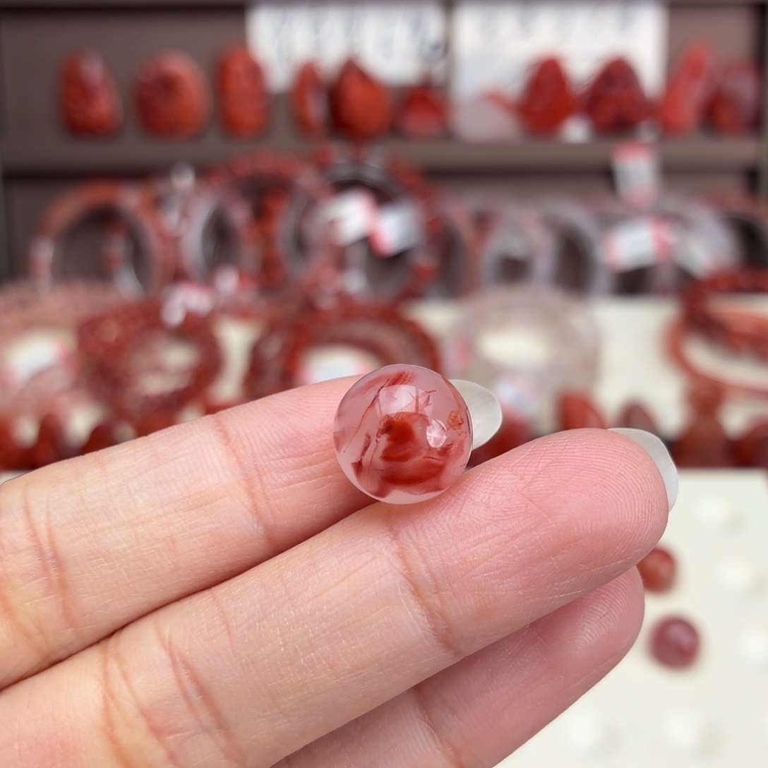 财***$南红玛瑙未镶嵌颈饰单珠12+