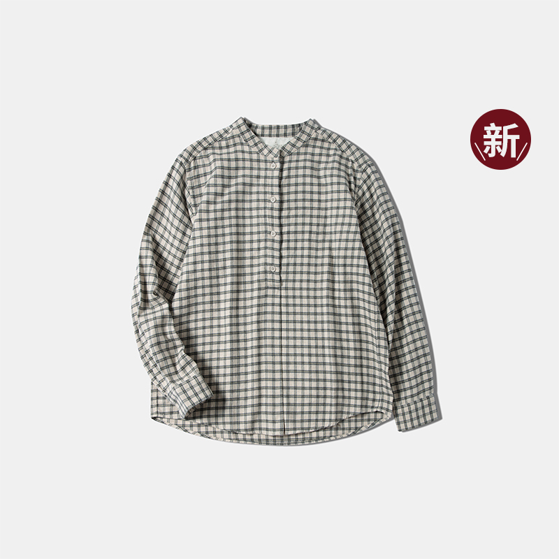 无印良品 MUJI 女式法兰绒立领长袖罩衫女士衬衫衬衣25年秋季新品