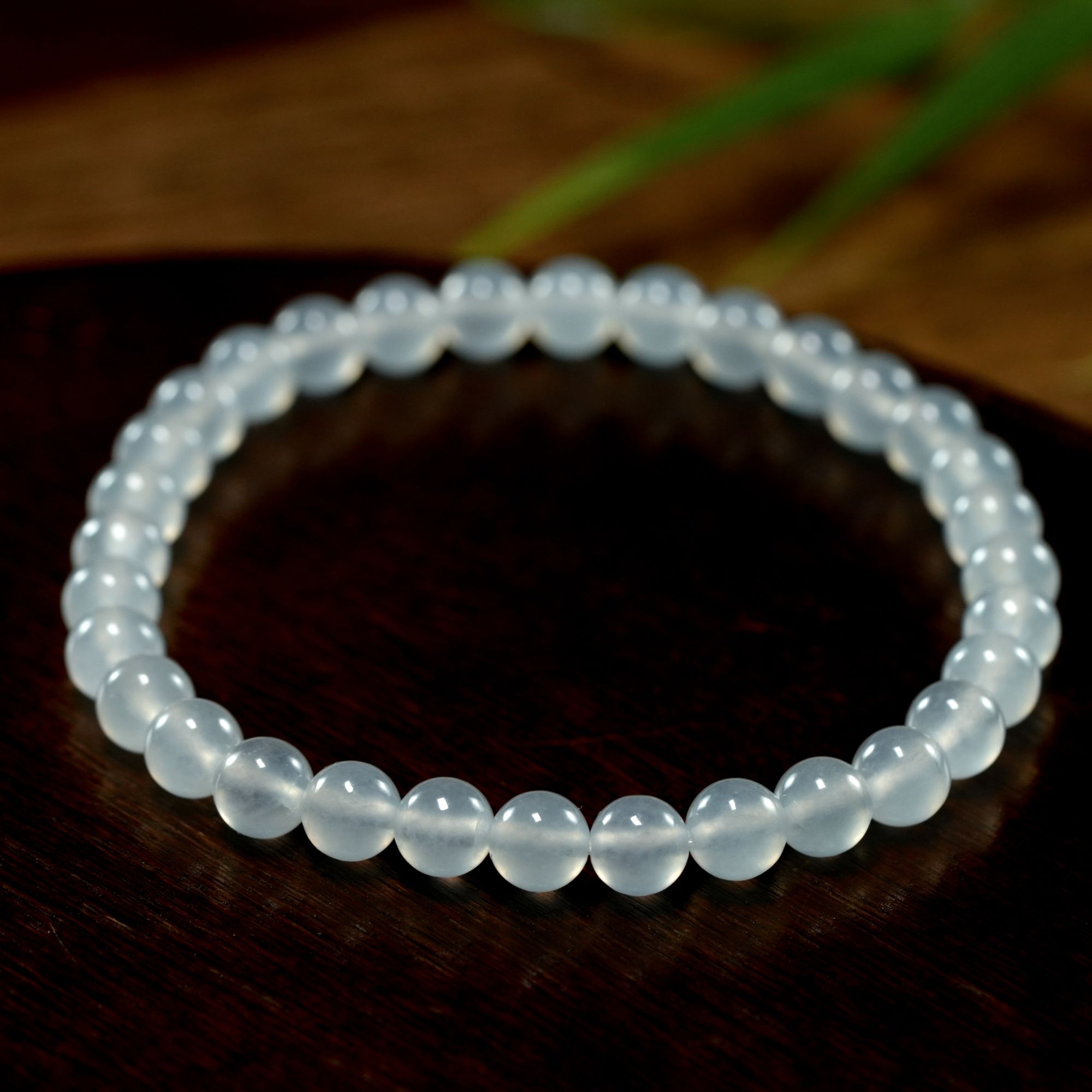 F502白冰圆珠手串翡翠饰品缅甸天然A货时尚百搭简约单圈玉手串
