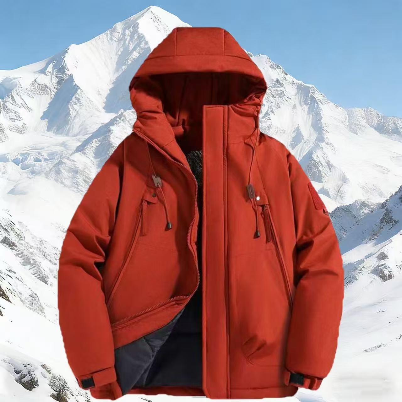 棉服加厚保暖休闲外套宽松连帽男女秋冬季户外登山棉衣4M1