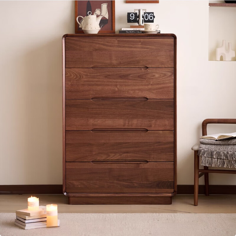 【北美黑胡桃木】五斗柜实木现代简约客厅玄关柜卧室床尾储物
