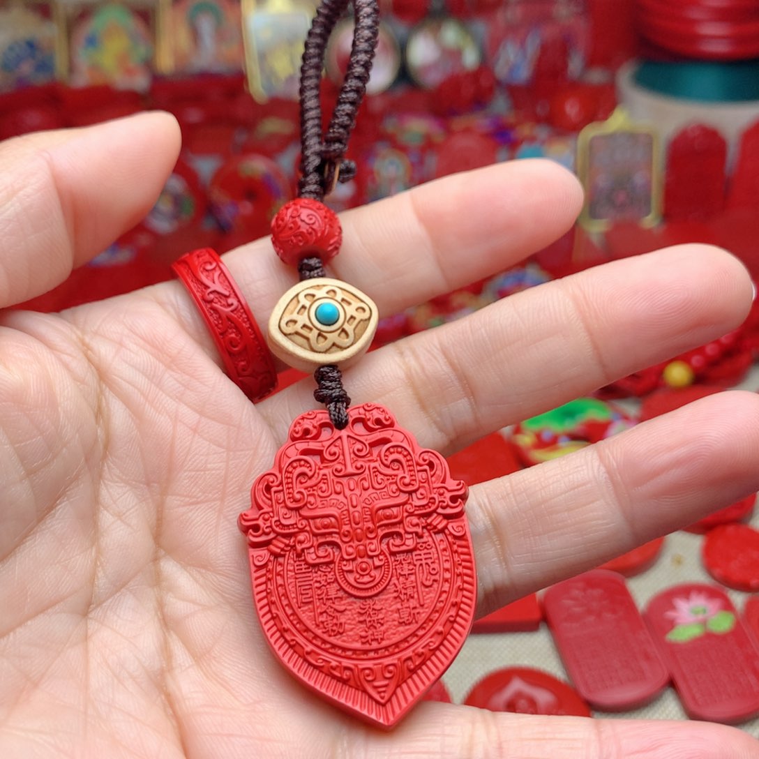 天然辰砂工艺品朱砂钥匙扣